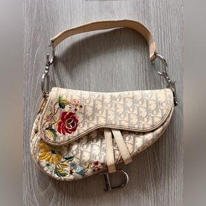 Dior Saddle Beige Floral Embroidered
